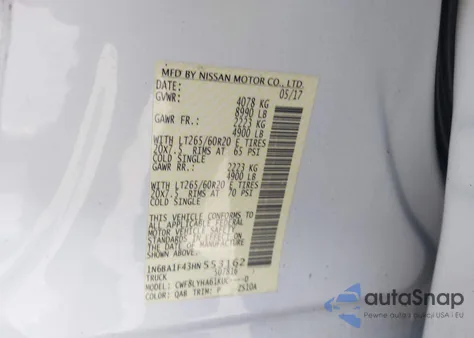 2017 Nissan Titan Xd Platinum Reserve Diesel from USA, damaged, VIN 1N6BA1F43HN553162